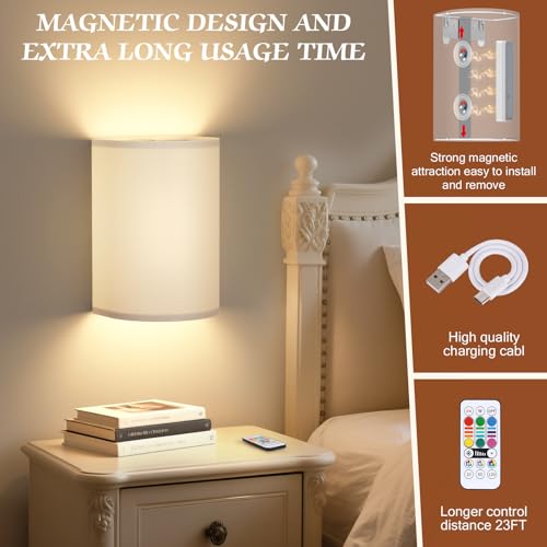 Wall Sconces Battery Operated Wireless Wall Sconces Set of Two (2 Count)