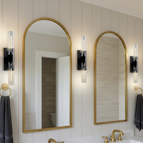 Bathroom Sconces Glass Sconces 22.8in Black Sconces Dimmable (2 Count)