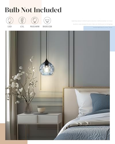 1 Light Pendant Lighting Hammered Glass