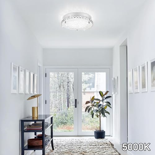 Crystal Ceiling Light Modern 13 Inch Dimmable Flush Mount Ceiling Light 18W