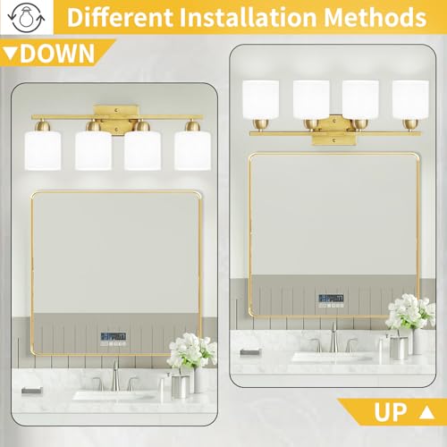 4 Light Gold Light Fixture Bathroom