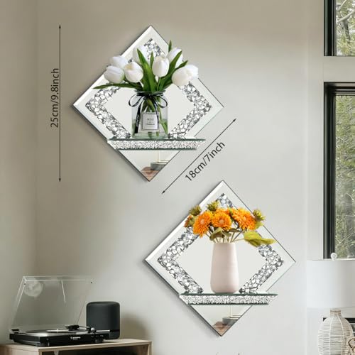 Mirrored Candle Sconces with Acrylic Diamond