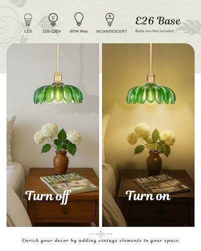 Retro 10.4" Green Glass Pendant Light for Kitchen Island