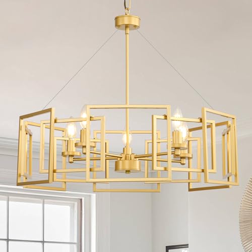 Brushed Gold Modern Geometric Chandelier
