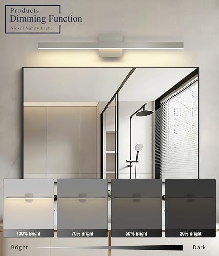 Brushed Nickel Vanity Light for Bathroom Lighting Fixtures Over Mirror Modern Bath Vanity Lights Bar 5CCT Diammable Bathroom Lights 31.5 inch ETL Certificated