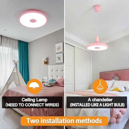 Pink Waterproof LED Flush Mount Ceiling Light Fixture