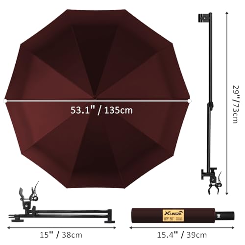 UPF 50+ Beach Umbrella with Adjustable Universal Clamp