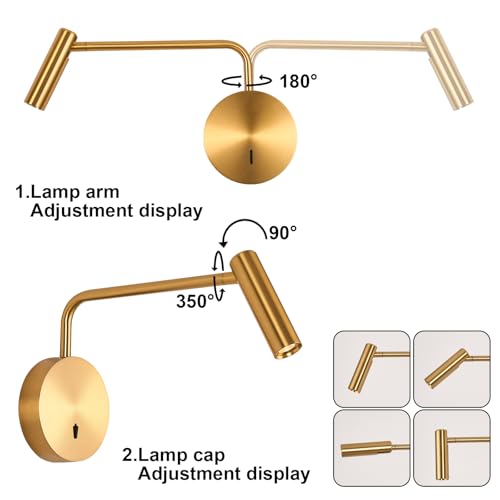 Wall Mounted LED Reading Light for Bedroom Hardwired Wall Sconce with Switch on