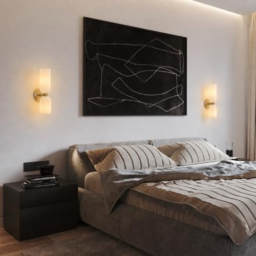 Gold Wall Sconces Set of Two with Milky White Glass