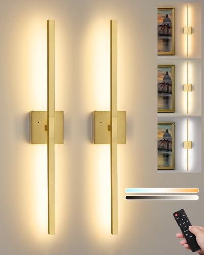 Gold Battery Operated Wall Sconce with Remote Control 36 Inch