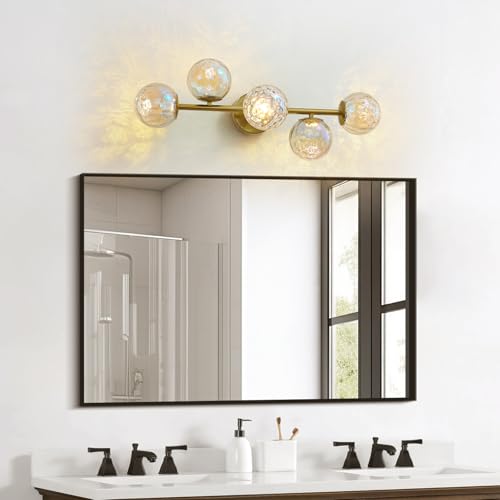 Brushed Gold LED Stained Hammered Glass Globe Bathroom Vanity Light