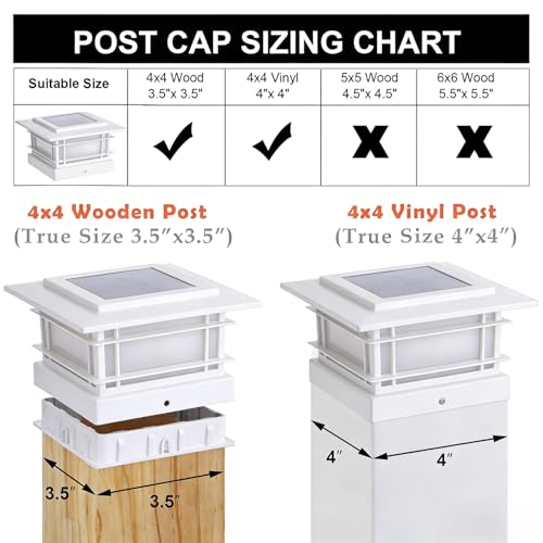 4x4 Solar Post Cap Lights Outdoor with Flickering Flame Light (12 Count)