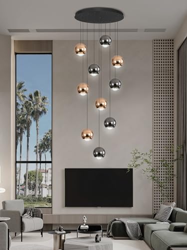 10 Light LED Staircase Chandelier Crystal Ceiling Lights Large Chandeliers for High Ceilings