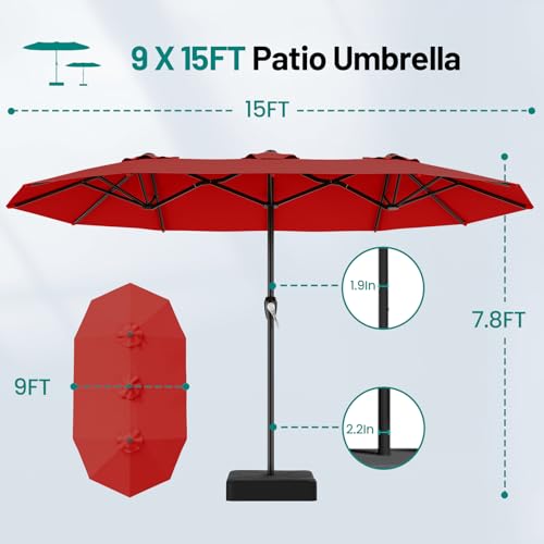 15FT Outdoor Patio Umbrella with Crank