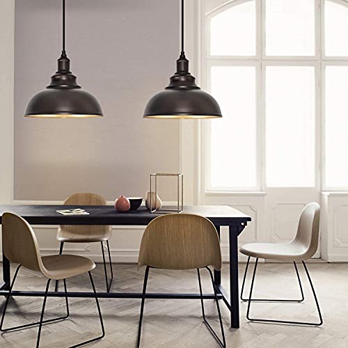 2 Pack Bronze Pendant Lights Kitchen Island Industrial Adjustable Hanging Barn Light Fixtures (2 Count)