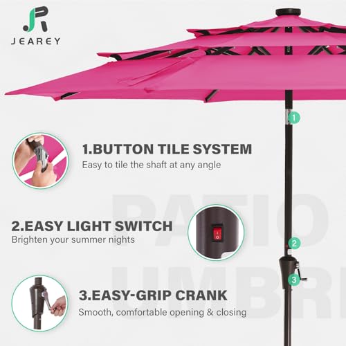 9 ft 3 Tier Outdoor LED Lighted Patio Umbrella w