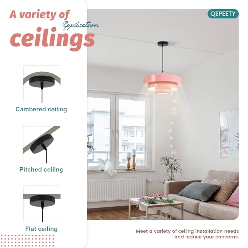 Mid Century Adjustable Pendant Light Pink Ceiling Light Fixture