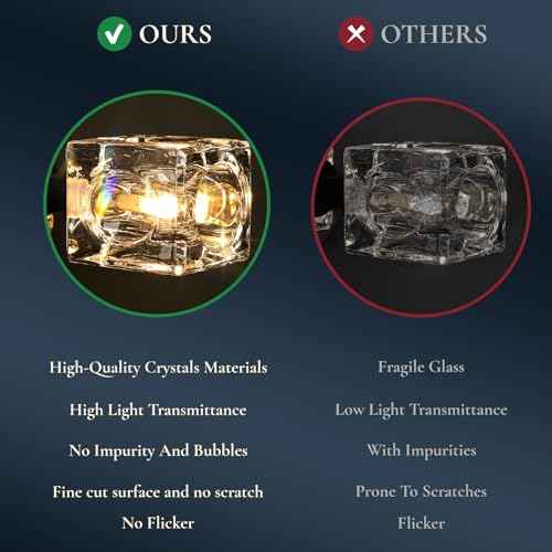 Black Chandeliers for Dining Room, Modern Crystal Pendant Lights Fixture with Cube Shade, 8-Lights Farmhouse Hanging Dining Light Fixtures Over Table for Kitchen Island, Living Room, Bedroom (G9 Base)