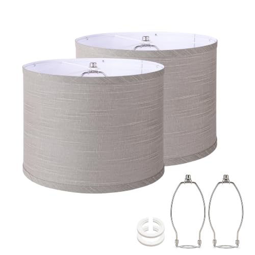 Drum Lampshades Set of 2 (Grey / 13inx13inx10in)