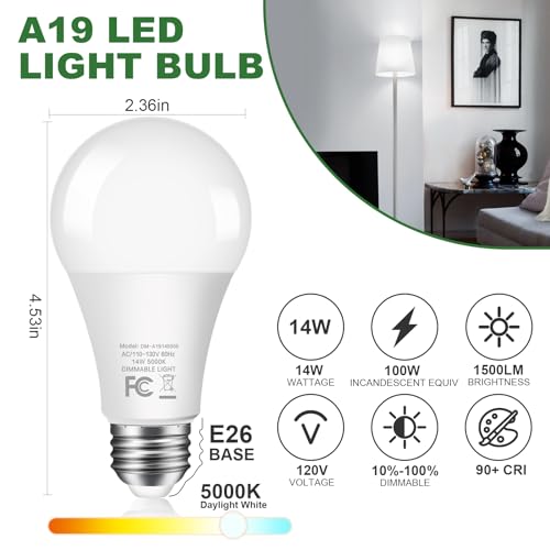100W Equivalent LED Light Bulbs 5000K Daylight (6 Count)