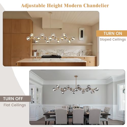 75'' Gold Linear Chandeliers for Dining Room Modern Extra Large Chandelier