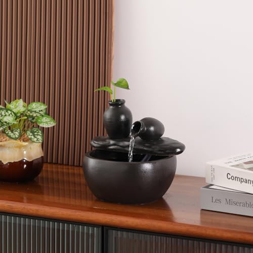 Ceramic Tabletop Fountain for Indoor and Home Decoration Table Desk Office Patio