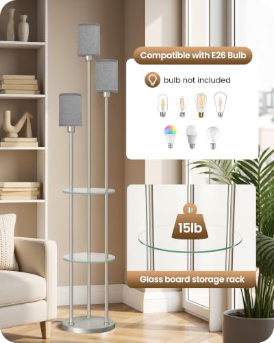 70.9" Floor Lamp with Shelves