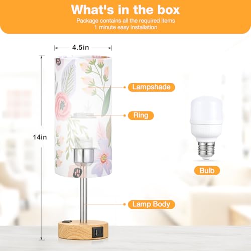 Floral Bedside Lamp for Bedroom