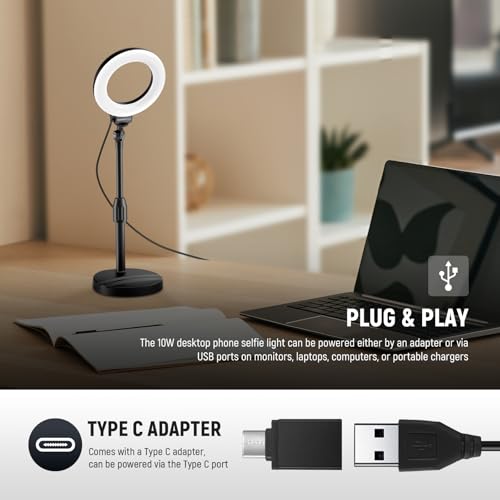 Basics 5" 13cm Desk Ring Light with Stand