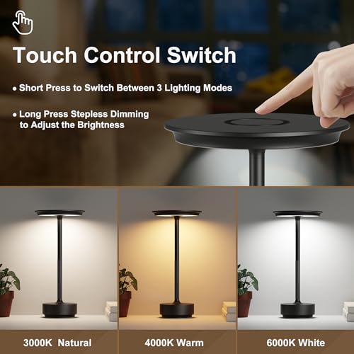 1 Pack Cordless Table Lamps Rechargeable