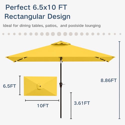 6.5 x 10ft Rectangular Patio Umbrella with Solar Lights