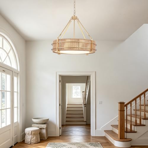 21.5'' Rattan Chandelier For Dining Room