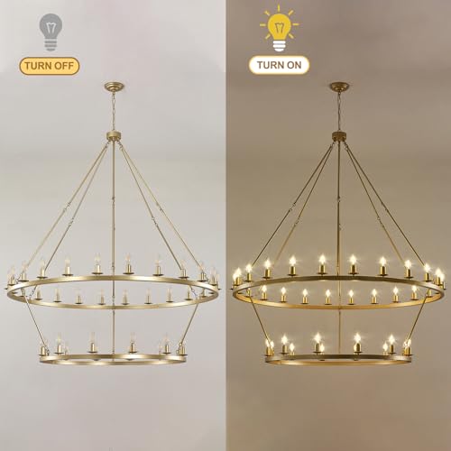 Gold Wagon Wheel Chandelier 2 Tier 53