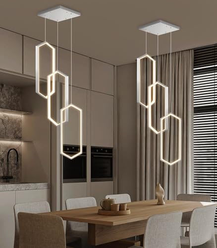 3 Rings Dimmable Pendant Lighting Adjust LED Mini Chandelier Ceiling Light Fixtures for Kitchen Island Dining Room Living Room Bedroom Silver
