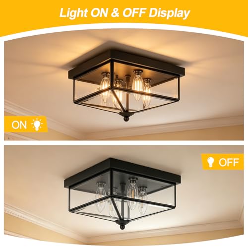 Farmhouse Style Square Flush Mount Ceiling Light