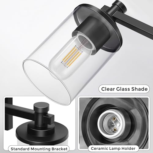 20 Inch 3 Light Matte Black Bathroom Light Fixture