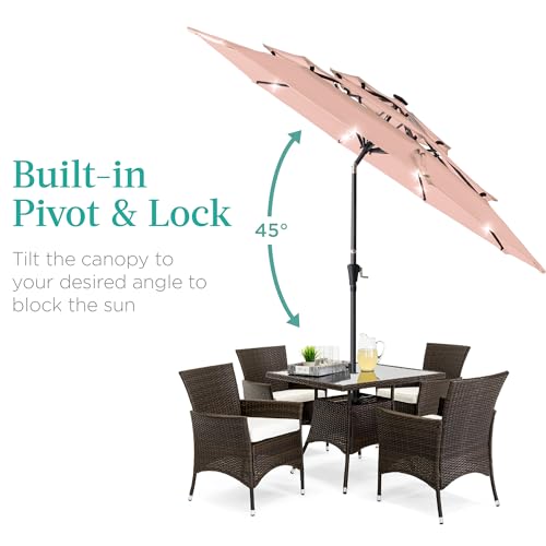 10ft 3 Tier Solar Patio Umbrella