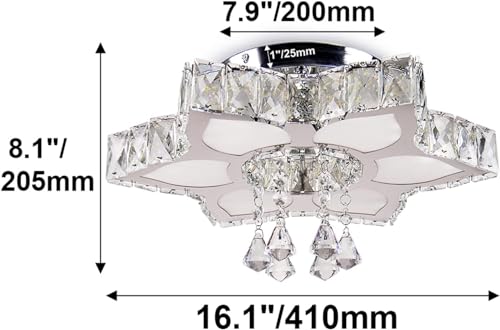16.1" Dimmable Flower Crystal Ceiling Light