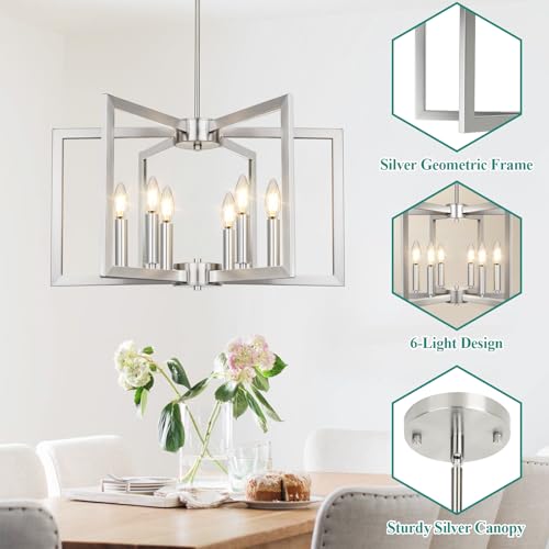20" 62" Height Adjustable Brushed Nickel Kitchen Chandelier for Dining Room