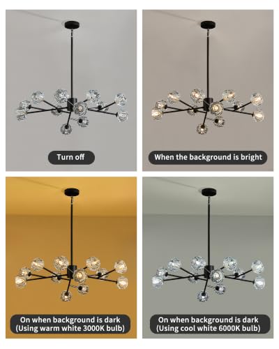 Modern Black 33" 12 Lights Crystal Chandelier