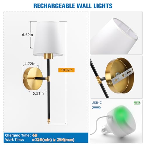 19.9 inch Battery Operated Wall Sconce Set of 2 (2 Count)