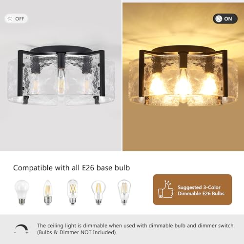 17.7'' Black Semi Flush Mount Ceiling Light