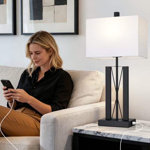 25" Modern Table Lamp for Living Room (2 Count)