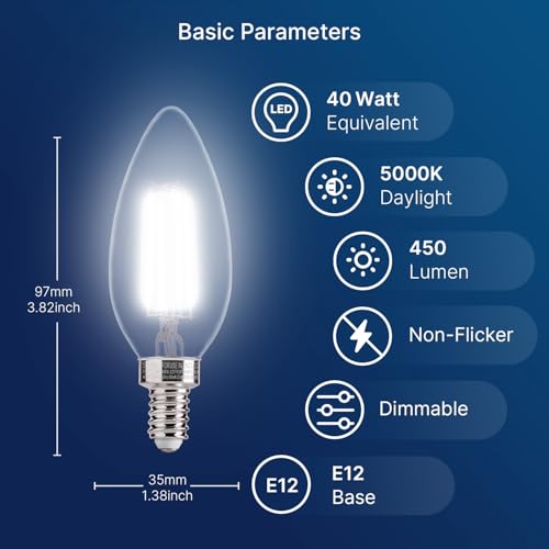 24 Pack Dimmable LED Candelabra Bulbs (24 Count)