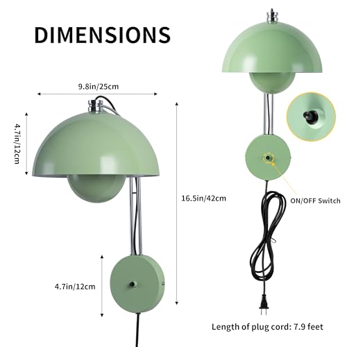 Mid Century Modern Bud Plug in Wall Sconces for Bedroom