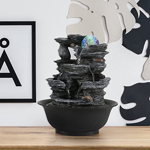 Tabletop Water Fountain Waterfall Fountains Indoor with LED