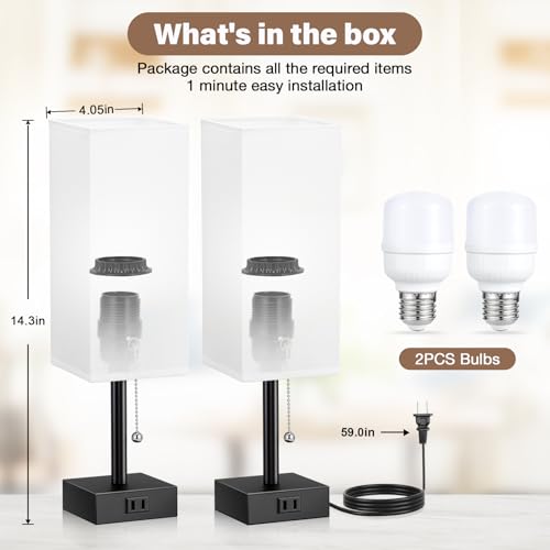 White Bedside Lamps for Bedroom Set of 2 (2 Count)