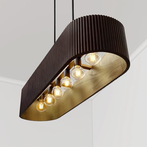 Walnut Wood Dining Room Light Fixture