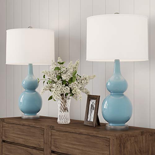 Ceramic Table Lamps Set of 2 Double Gourd Vintage