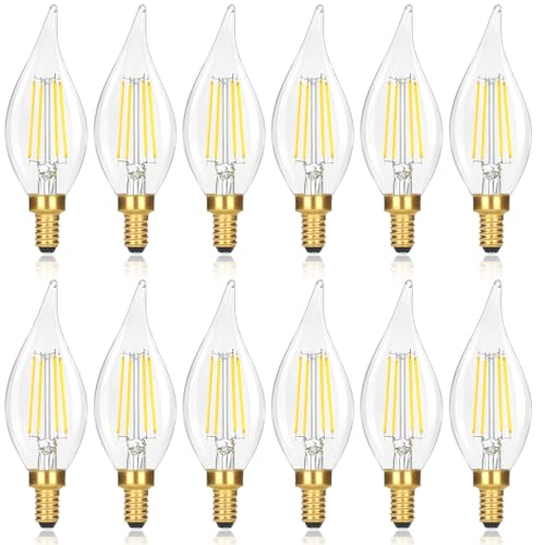 12 Pack 6W Dimmable E12 LED Candelabra Bulbs (12 Count)